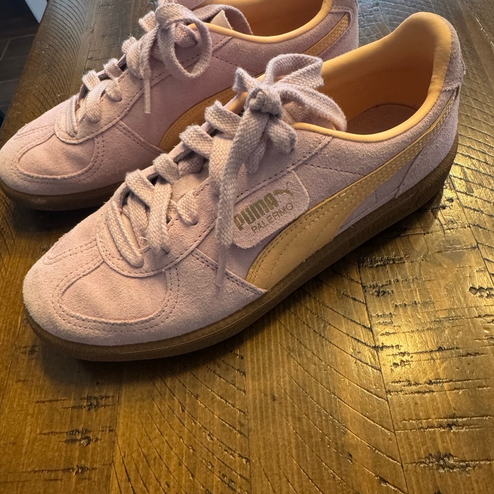 Puma Palermo Suede Sneakers in Dusty Pink and Tan Accent